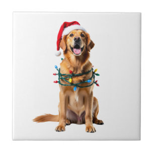 Kersthondsshirt, Kerst Golden retriever Pyjama Tegeltje