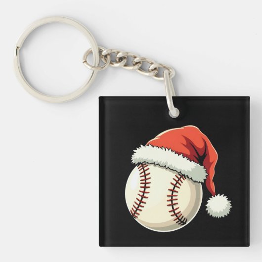 Kersthonkbal Santa Hat Funny Sport Xmas Sleutelhanger (voorkant)