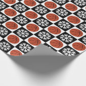 Kersthonkbal Snowflake Black en White Cadeaupapier (Hoek)
