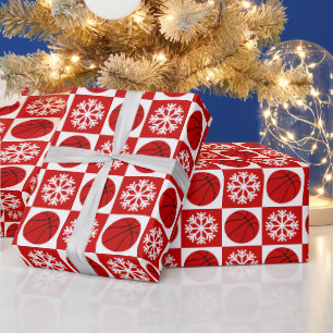 Kersthonkbal Snowflake Red en White Cadeaupapier