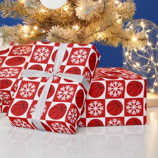 Kersthonkbal Snowflake Red en White Cadeaupapier (Feestdagen)