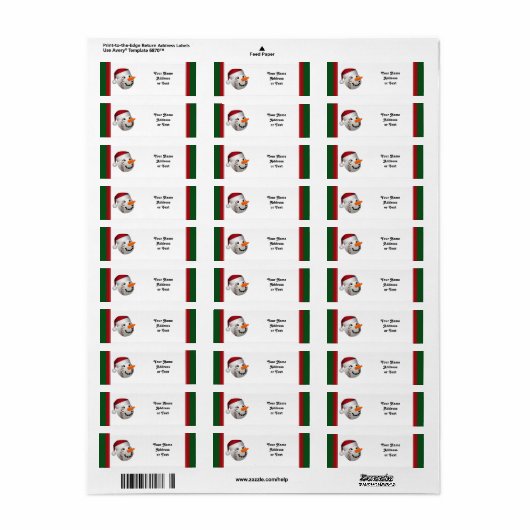 Kersthonkbal Snowman Etiket (Full Sheet)
