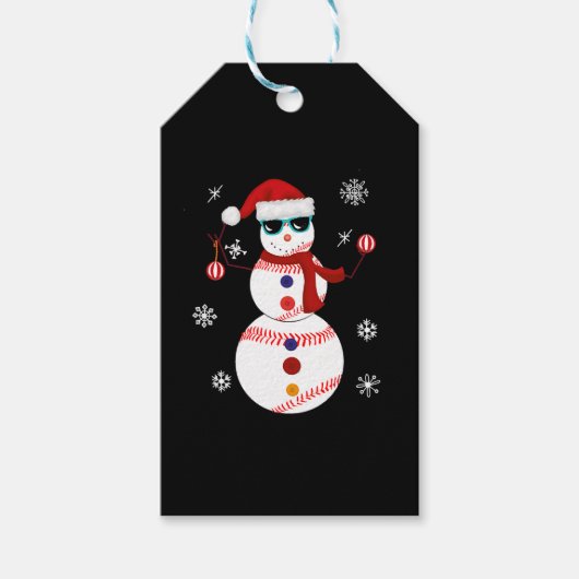 Kersthonkbal Snowman Santa Hat Gift Cadeaulabel (Voorkant)