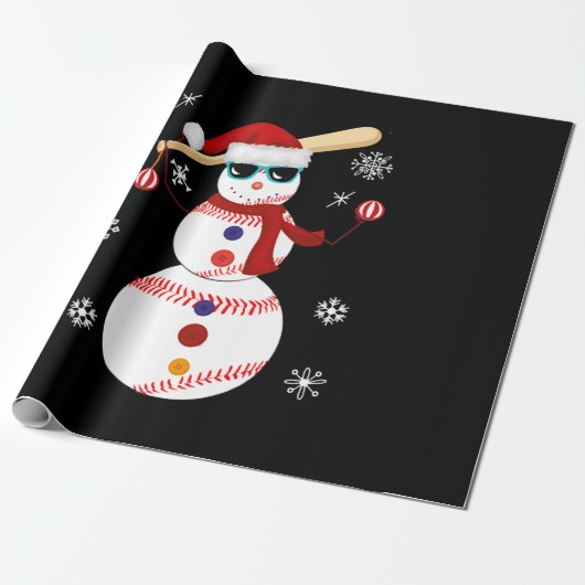 Kersthonkbal Snowman Santa Hat Gift Cadeaupapier (Uitgerold)