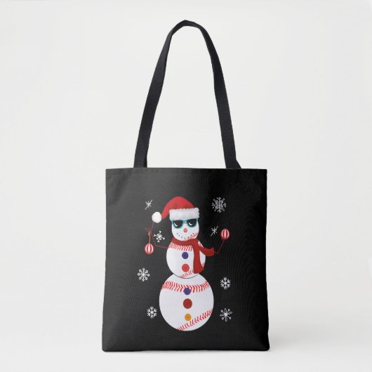 Kersthonkbal Snowman Santa Hat Gift Draagtas (Voorkant)