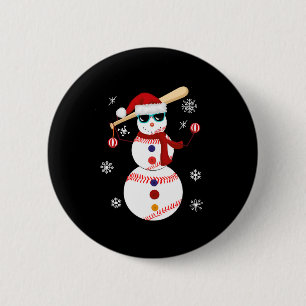 Kersthonkbal Snowman Santa Hat Gift Ronde Button 5,7 Cm
