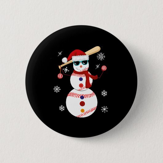 Kersthonkbal Snowman Santa Hat Gift Ronde Button 5,7 Cm (Voorkant)