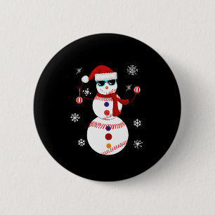 Kersthonkbal Snowman Santa Hat Gift Ronde Button 5,7 Cm