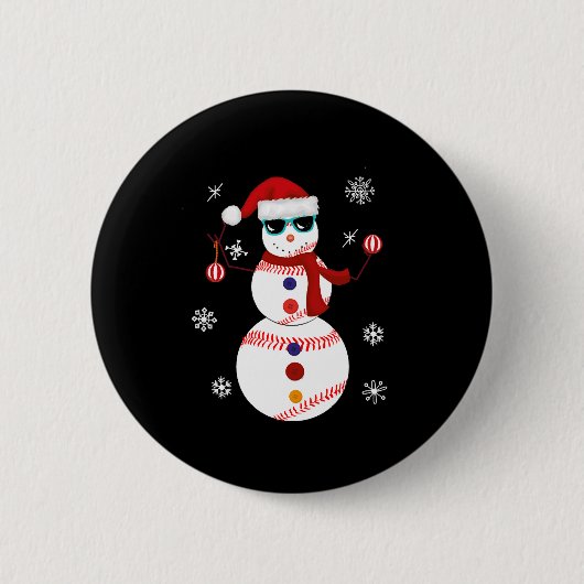 Kersthonkbal Snowman Santa Hat Gift Ronde Button 5,7 Cm (Voorkant)