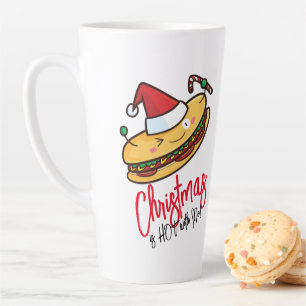 kersthotdog cartoon latte mok