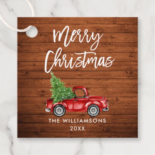 Kersthout rood handvest voor penseelscript bedankjes labels (Voorkant)