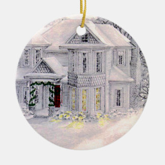 Kersthuis is waar het hart versierd is keramisch ornament