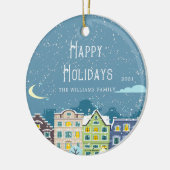 Kersthuis Sneeuwdag Foto Vakantie Ornament (Links)