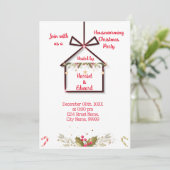 Kersthuis Verwarming Feest Uitnodiging (Staand voorkant)