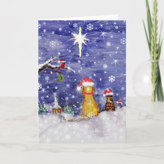 KERSTHUISDIEREN FEESTDAGEN KAART (Voorkant)