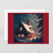 Kersthuisje 2 feestdagenkaart (Voorkant / Achterkant)