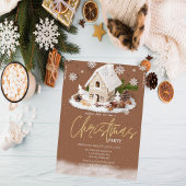 Kersthuisje Sneeuw Kerstbedrijf Kaart