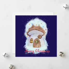 Kersthuisje voor de fee feestdagenkaart