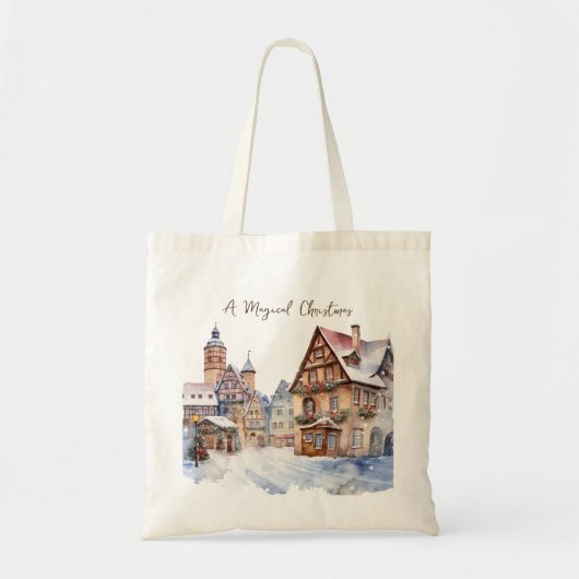 Kersthuizen Sneeuw Tote Bag (Voorkant)