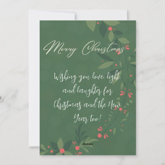 Kersthulst Boeket Groen Foto Navy Feestdagenkaart (Achterkant)