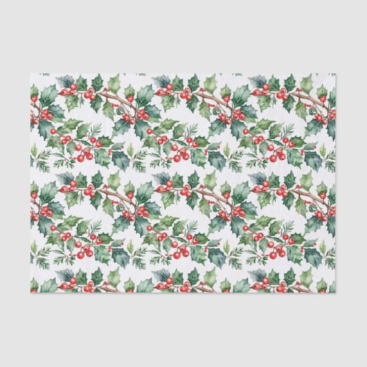 Kersthulst met groen in waterverf tissuepapier (Voorkant)