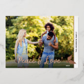 Kersthulstfoto Vrede & Liefde Roze Goud Folie Feestdagenkaart (Voorkant)