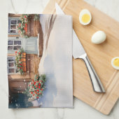 Kersthut in het besneeuwde landschap theedoek (Quarter Fold)