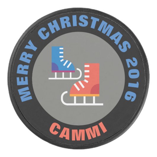 Kerstijs Schaatsen Hockey Puck (Voorkant)