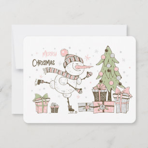 Kerstijsschaatsen Snowman Cadeaus Flat Kaart
