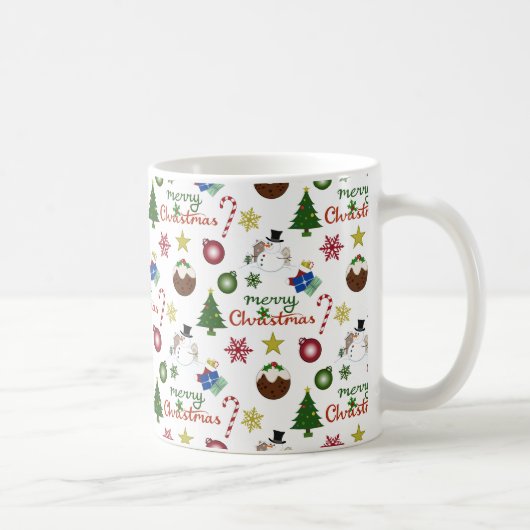 Kerstillustratie Mix Patroon Koffiemok (Rechts)