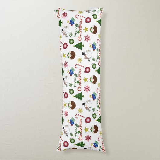 Kerstillustratie Mix Patroon Lichaamskussen (Voorkant Verticaal)