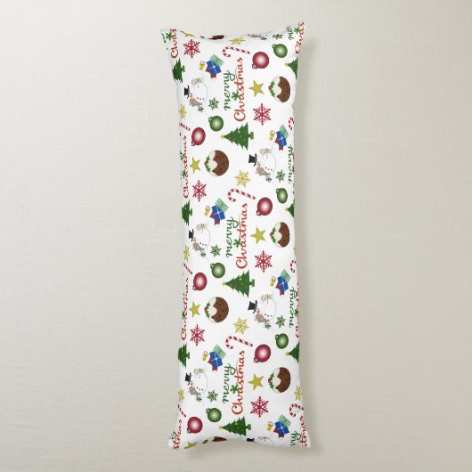 Kerstillustratie Mix Patroon Lichaamskussen (Achterkant (Verticaal))