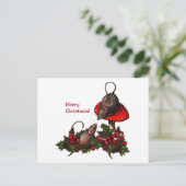 Kerstillustratie: Muizen, Paddestoel, Holly, Feestdagenkaart (Staand voorkant)