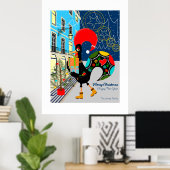 Kerstinkopen met de Portugese Haan Poster (Thuiskantoor)