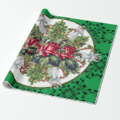 KERSTINPAKKEN ENGELEN ROZEN KERSTBOMEN CADEAUPAPIER (Uitgerold)