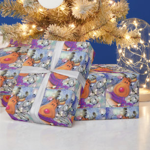 Kerstinpakpapier Happy Reindeer - Grappig Cadeaupapier