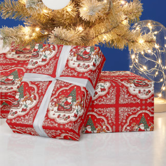 Kerstinpakpapier Santa Sleigh Cadeaupapier