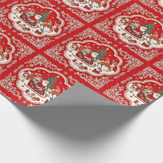 Kerstinpakpapier Santa Sleigh Cadeaupapier (Hoek)