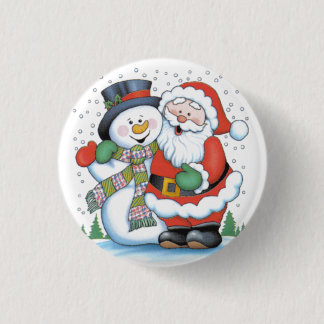 kerstinsigne: Snowman-omhelzing Ronde Button 3,2 Cm