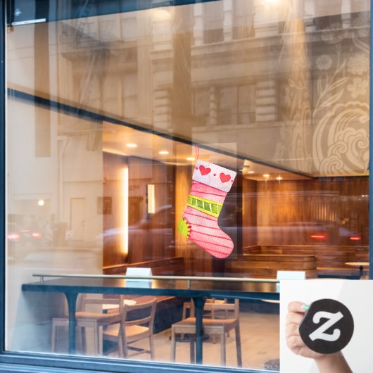 kerstinslag met hart raamsticker (Cafe Raam)