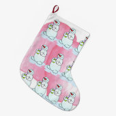 kerstinslag, Snowman Pink Grote Kerstsok (Voorkant (Hangend))