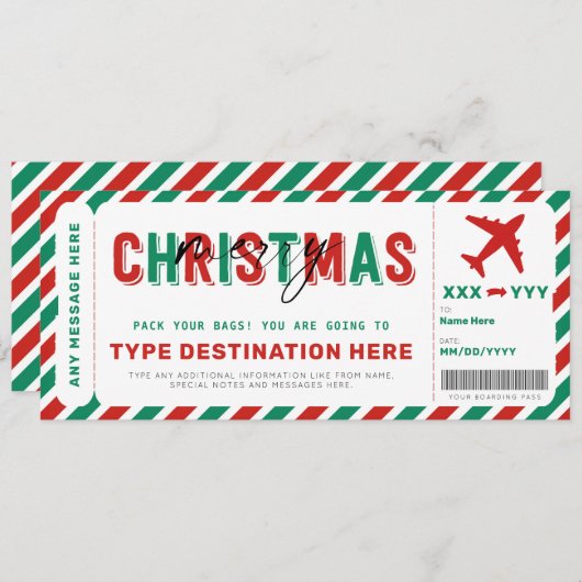 kerstinstapkaart Voucher Gift Ticket (Voorkant / Achterkant)