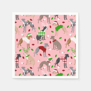 KerstItaliaans Greyhound Dog Napkins Servet