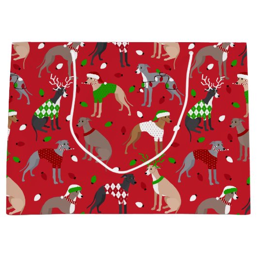 KerstItaliaanse Greyhound Dog Groot Cadeauzakje (Voorkant)