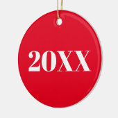 Kerstjaar rode witte feestdag keramisch ornament (Links)