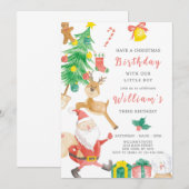 Kerstjongen Verjaardag Uitnodiging (Voorkant / Achterkant)