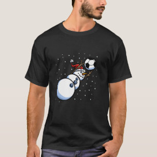 Kerstjongens Mannen Xmas Goalkeeper Soccer Snowman T-shirt