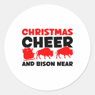Kerstjuichen en bizons in de buurt - Bison Buffalo Ronde Sticker