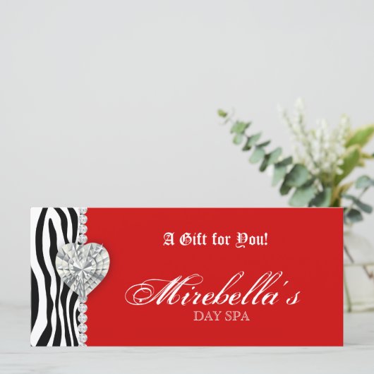 kerstjuwelen cadeaubon Zebra Rood (Staand voorkant)