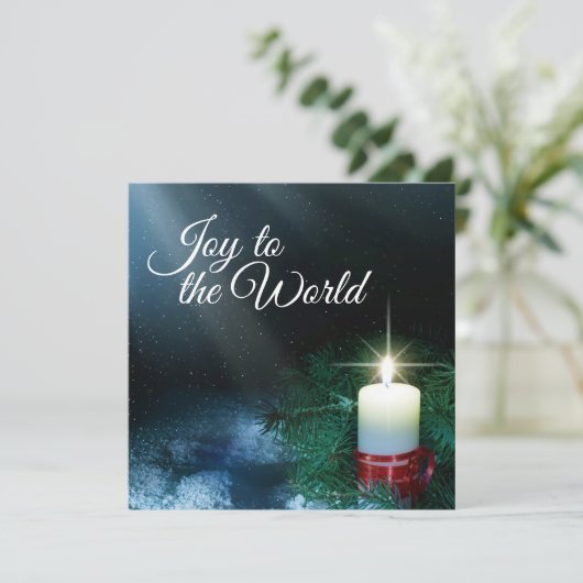 Kerstkaars en familiefoto feestdagenkaart (Staand voorkant)